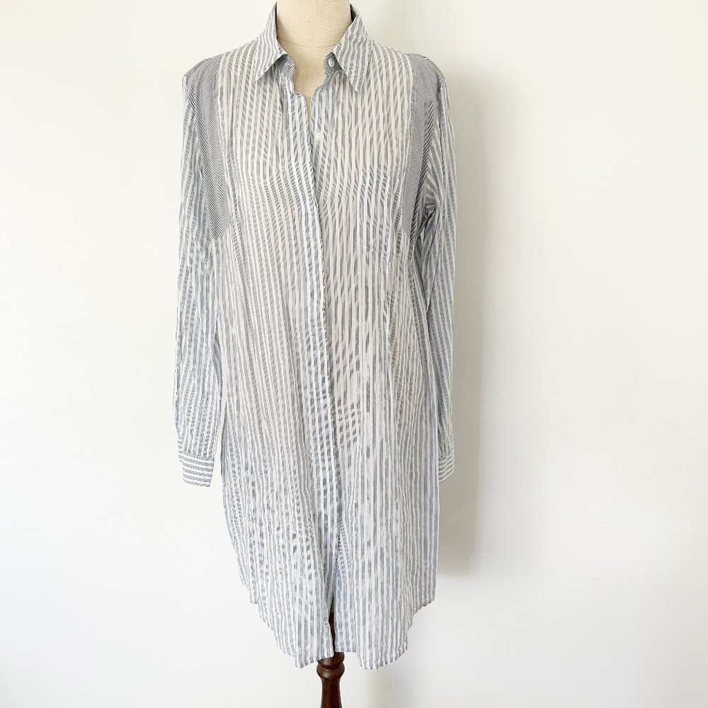 Cabi Long Sleeve Striped Shirt Dress Size M